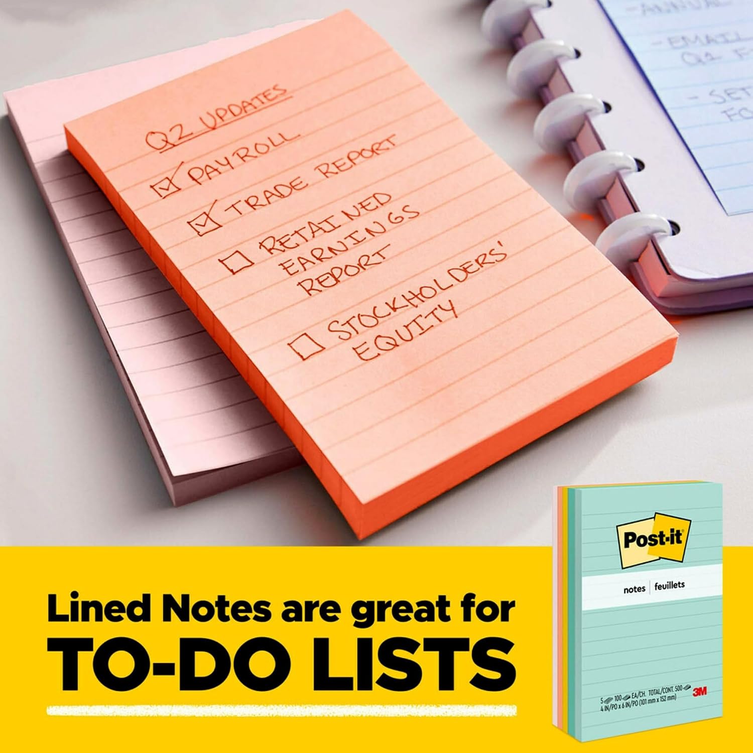 Post-it Notes, 3 x 3 in, Poptimistic Collection, 3 Lined Pads | School Supplies and Office Products