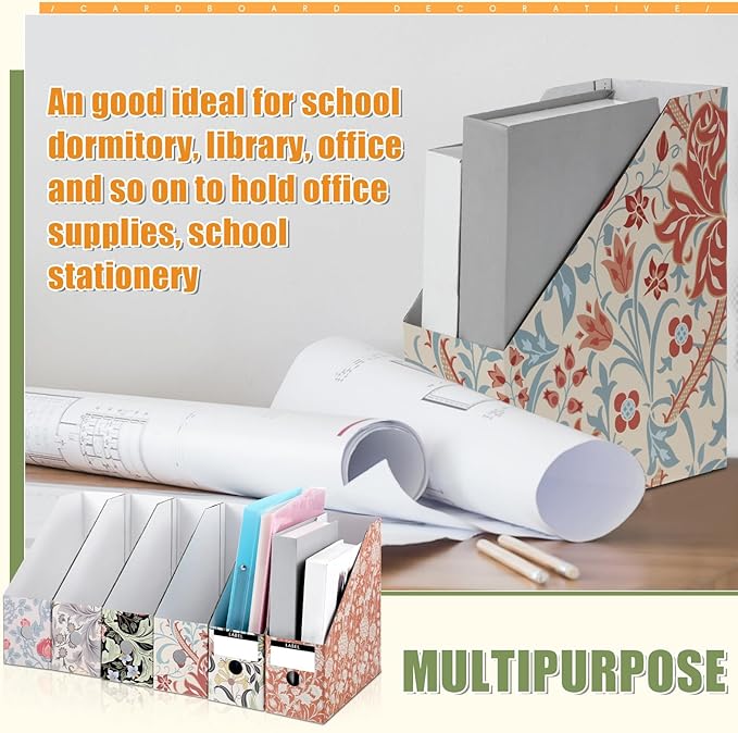 PerKoop 12 Pcs Magazine File Holder Foldable Decorative Cardboard File Folders - Image 6