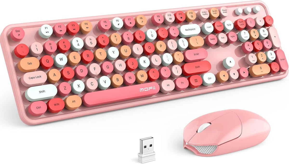 MOFII Wireless Keyboard and Mouse Combo, 2.4GHz Retro Full Size