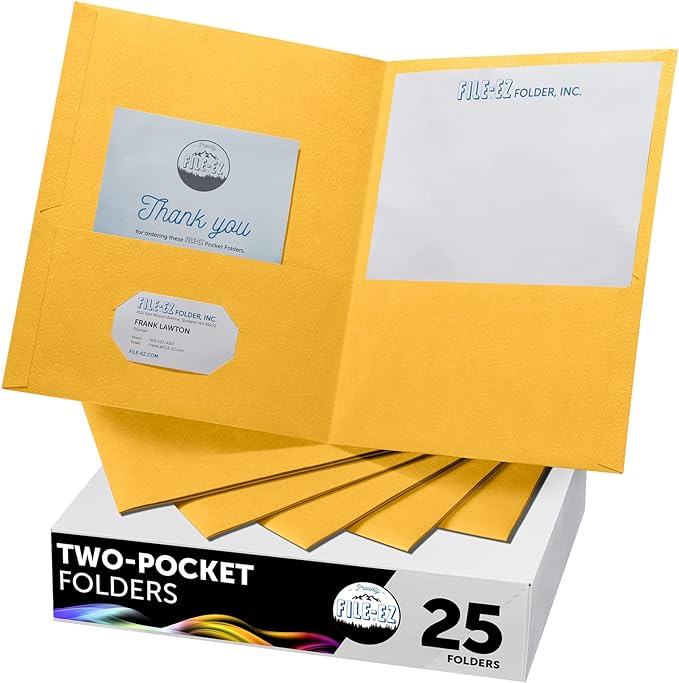 FILE-EZ Two-Pocket Folders, Textured Paper, Letter Size by FILE-EZ