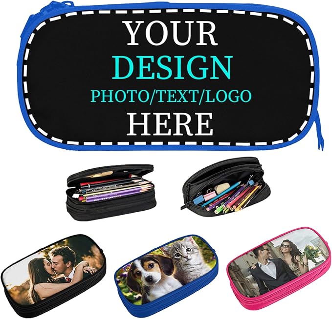 Nigmuye Custom Pencil Case Personalized Add Photo Text Pen Bag Large Capacity by Unknown