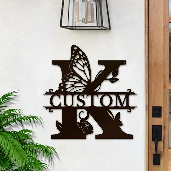 Personalized Custom Letter Name metal Signs, Custom Black Letter Monogram Wall - Image 2
