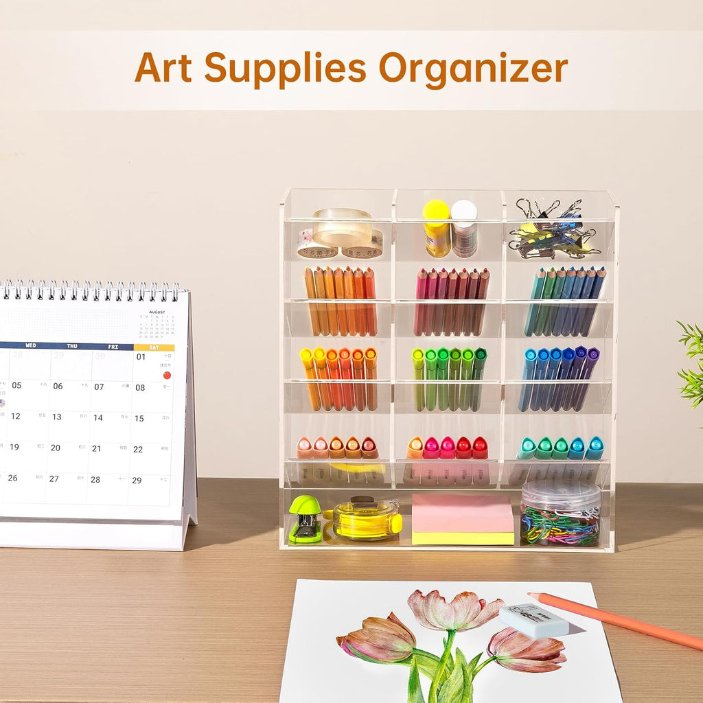 beygorm acrylic vertical marker organizer for 150 markers showing dimensions