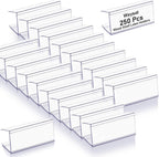 Weysat 250 Pcs Wood Shelf Label Holders Clear Plastic Price Tag 2.4 in L x 1 in