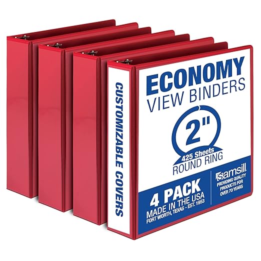 Samsill 2 Inch 3 Ring Binders, Made in USA, Economy Round Ring, 425 Sheet by Samsill