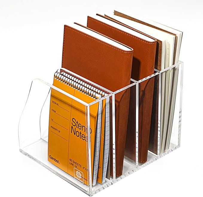 AIDIMOO Acrylic Magazine File Holder, 4 Vertical Compartments Desk Document - Image 5