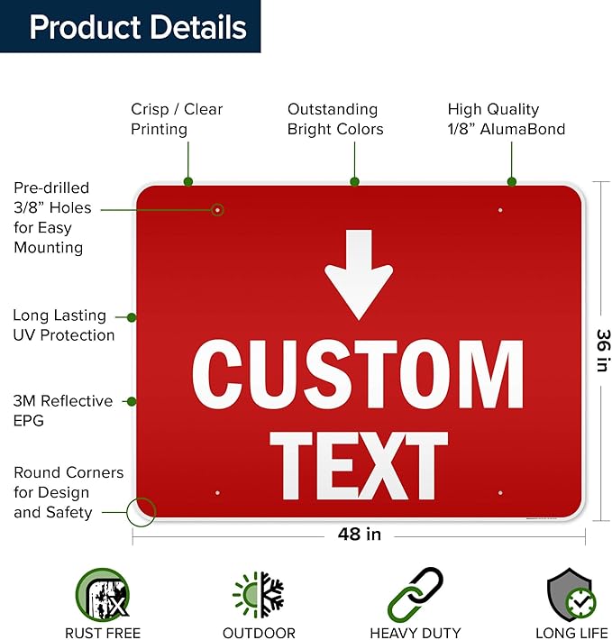 Custom Arrow, Custom Directional Sign, Down Arrow, 36x48 Inches, Reflective - Image 6