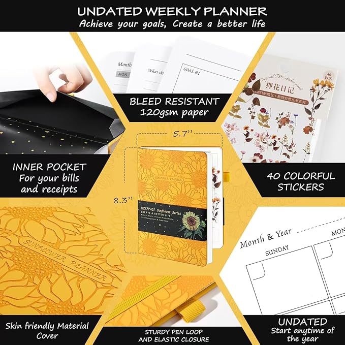 Undated Luxurious Weekly & Monthly Planner to Increase Productivity Hit Your - Image 2