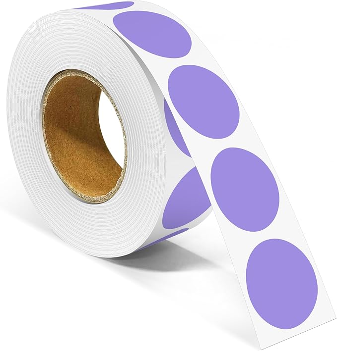 1 Inch Round Color Coding Labels, 1000 Dots Per Roll Lavender Color Coded Dot by Unknown