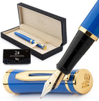 Wordsworth & Black Fountain Pen Set, 18K Gilded Fine Nib, Includes 24 Pack Ink