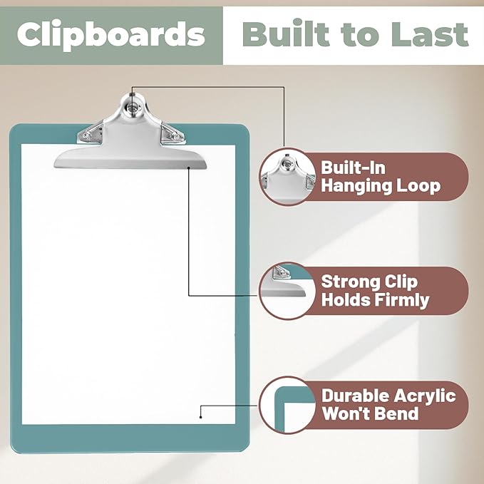Plastic Clipboards with Butterfly Clip 12.5 x 9 Inch Plastic Clip Boards Bulk - Image 3