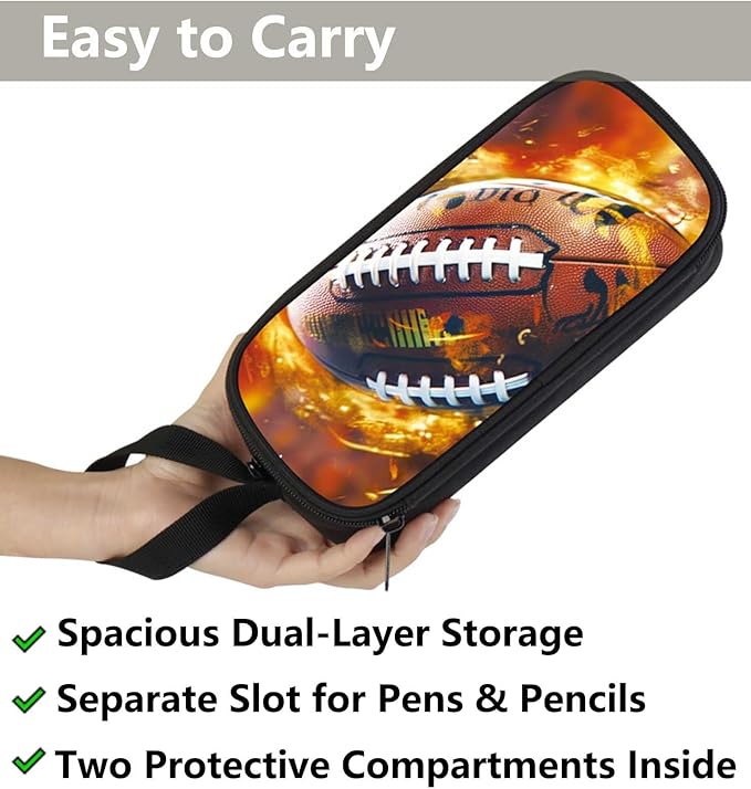 AnySmic Football Pencil Case for Boys and Girls, Sports Large Capacity Pencil - Image 3