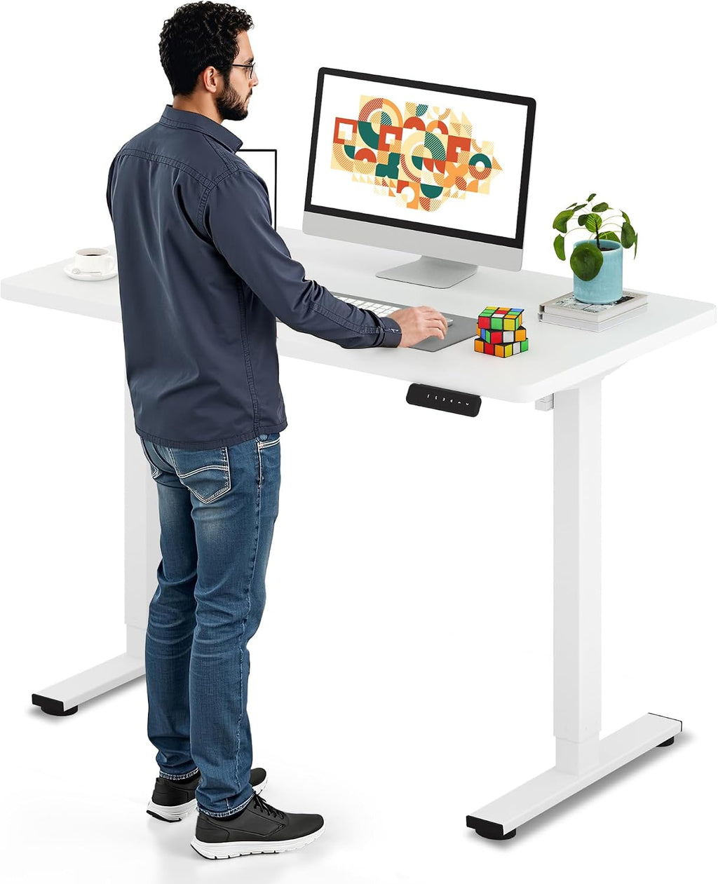 SANODESK Electric Standing Desk 40 x 24 Inches Whole-Piece Desktop Height