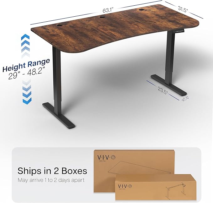 VIVO Electric 63 x 32 in Rustic Standing Desk, Memory Height Adjustment - Image 3