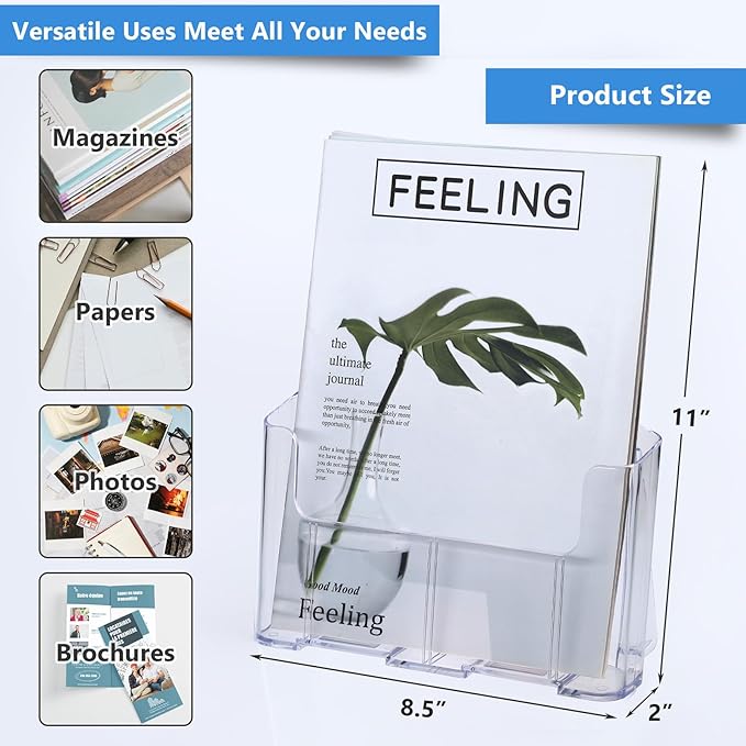 Argvey Acrylic Brochure Holder 8.5 x 11 inches, 2 Pack Clear Brochure Display - Image 5