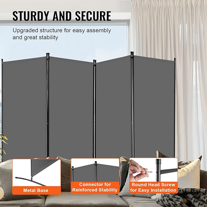 VEVOR Room Divider, 4 Panel Room Divider, Folding Privacy Screen and Portable - Image 4