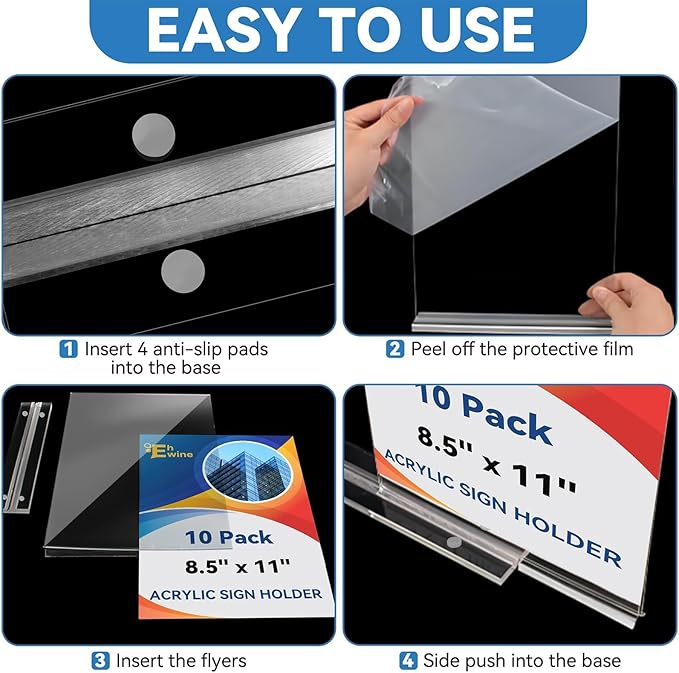 EHWINE 10 Pack 8.5 x 11 Acrylic Sign Holder - Image 5