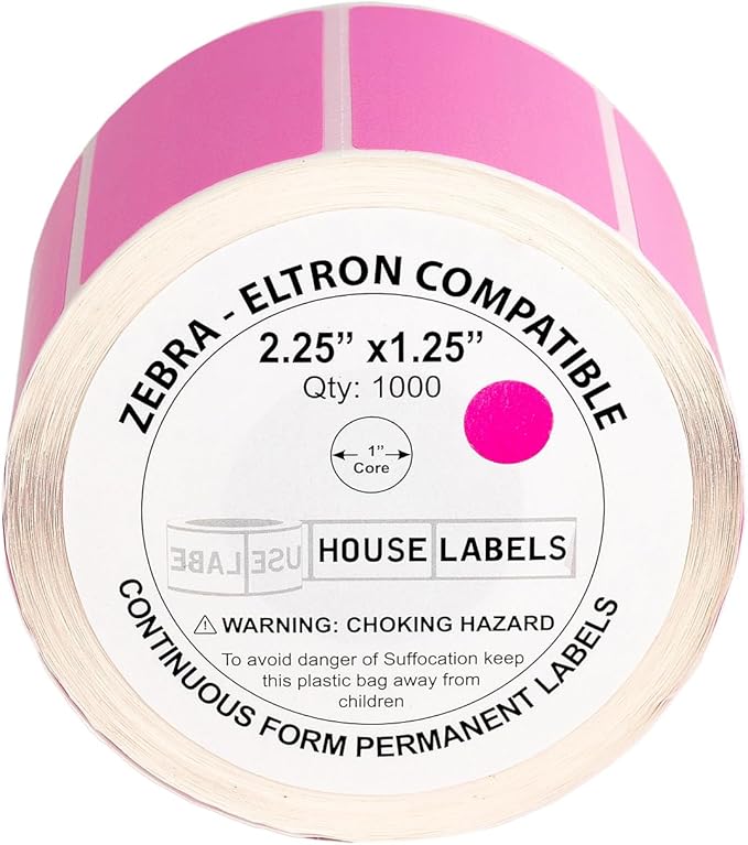 HOUSELABELS 2.25" x 1.25" Pink Address Labels on 1" Core Compatible - Image 2