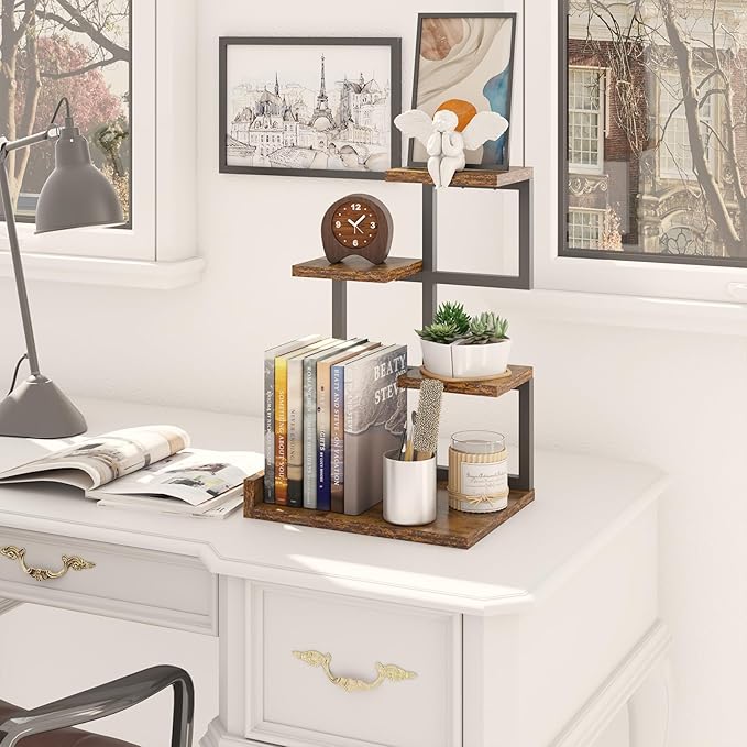YMYNY Desktop Shelf Organizer, 4 Tier Storage Display Rack, Desk Shelf - Image 2