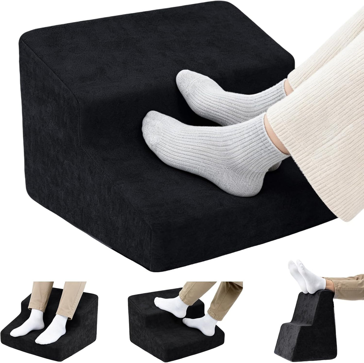 Foot Rest for Under Desk at Work, Ergonomic 2-Height Sponge Foot Stool for Of...