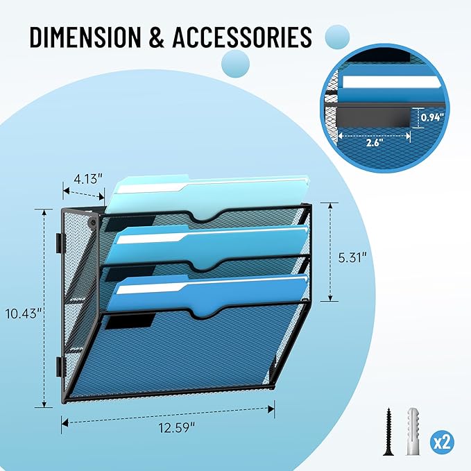 SUPEASY 3-Tier Wall File Holder Organizer - Image 3