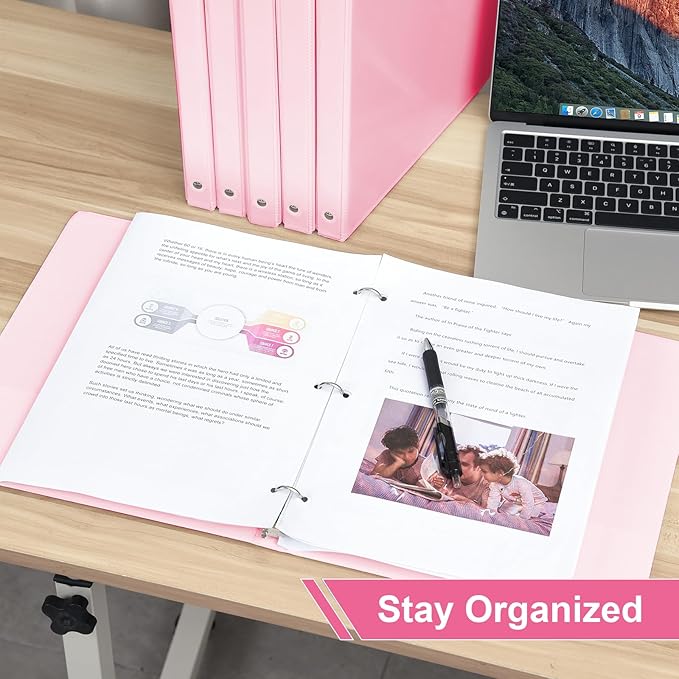 0.5-inch 3-Ring Binder with 2 Interior Pockets, 0.5'' Basic Binders Holds US - Image 5