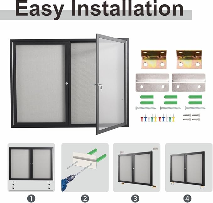 48x36 Inch Lockable Enclosed Bulletin Board, Weather-Resistant Outdoor - Image 5