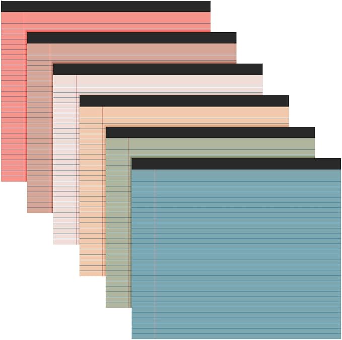 Lincia 6 Pcs 11" x 9.5" Legal Pads College Ruled Notepad Landscape Notebook by Lincia