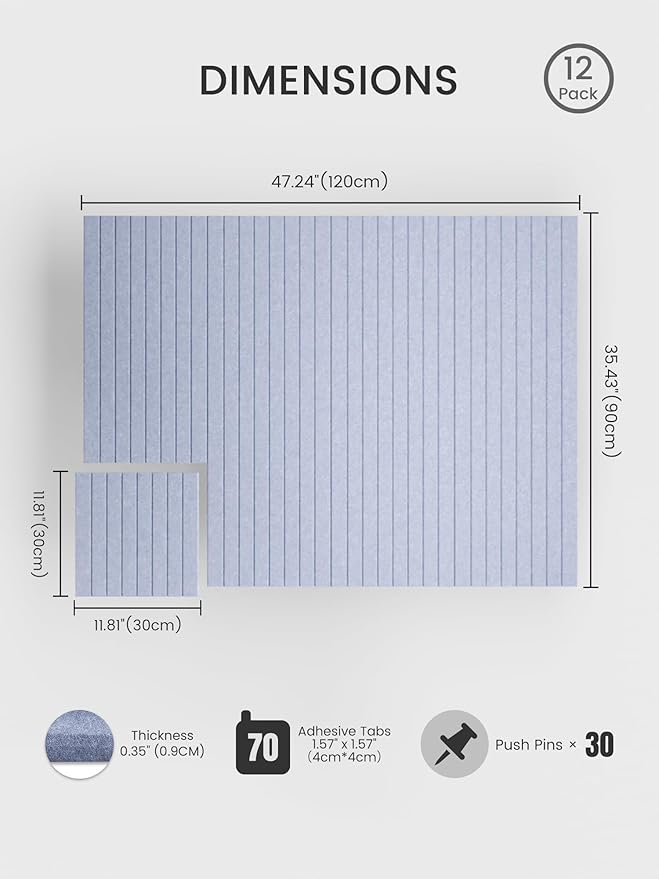Bumusty Large Cork Board Alternative-47 x35 Felt Bulletin Board Tiles, - Image 2