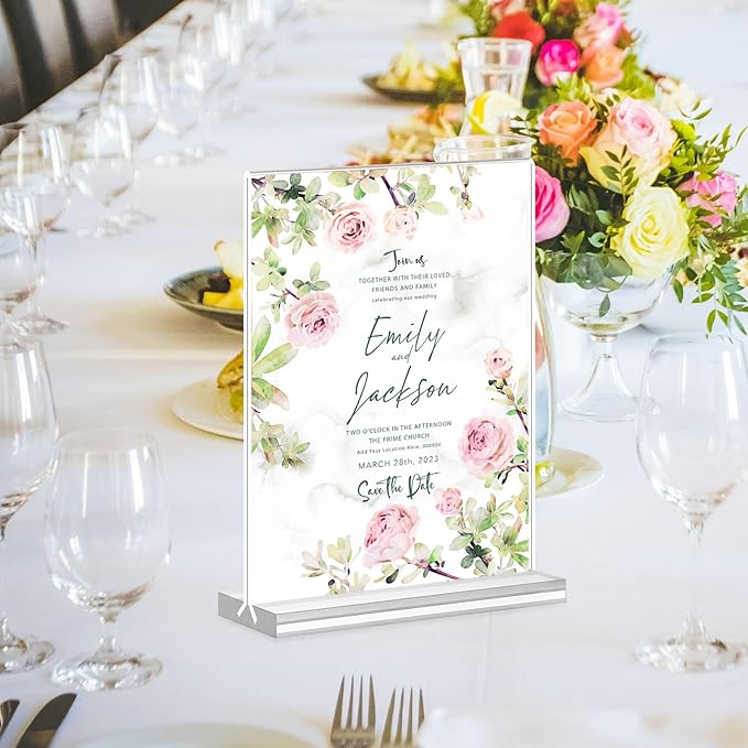 Acrylic Sign Holder 8.5x11, 10 Pack Clear Table Plastic Vertical Clear Double - Image 7