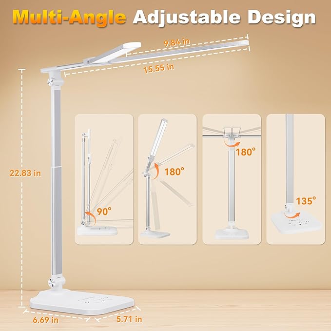 LED Desk Lamp for Office Home, Height Adjustable Architect Desk Light - Image 5