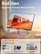 tounee Tablet Holder Stand, Dual Rod Adjustable Aluminum Desktop Stand - Image 2