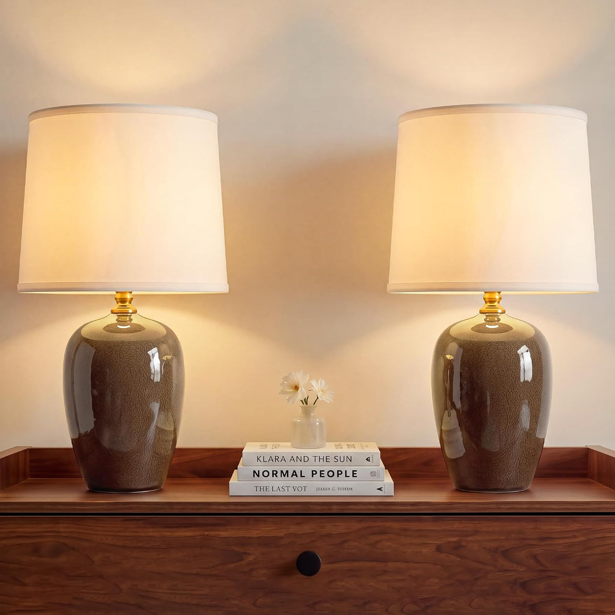 Dawnwake 19.1" Ceramic Table Lamps Set of 2 for Bedroom Living Room,Coffee