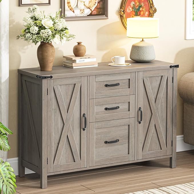 Vabches File Cabinet with 3 Drawers, Farmhouse Lateral File Cabinet Fits Files - Image 2