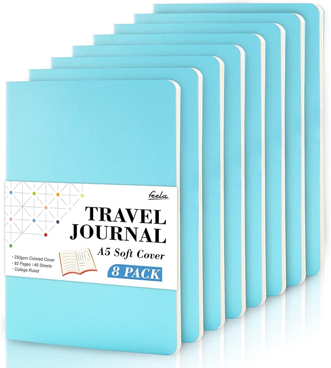 8 Pack Soft Cover Journal Bulk, Feela Notebooks College Ruled by feela