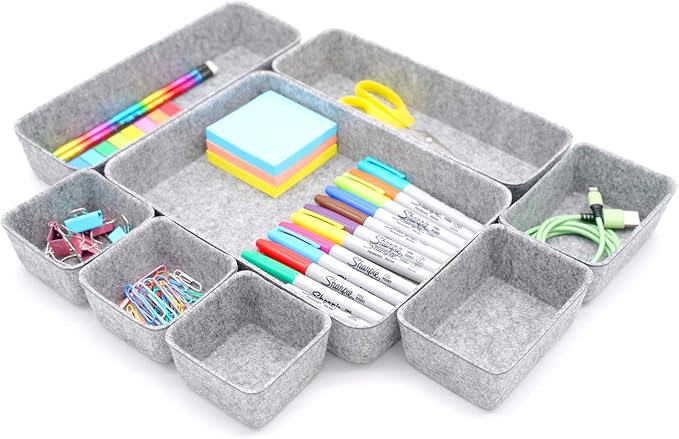 Welaxy Desk Drawer organizers tray Felt storage bins aesthetics room décor by Welaxy