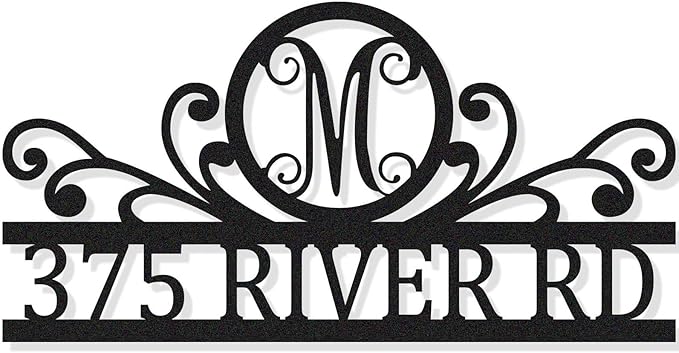 House Numbers for Outside With Custom Initial, Custom Metal House Numbers Sign by HYTSIGN
