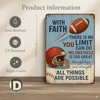 With Faith Football Metal Sign – Vintage Christian Sports Wall Art - Image 2