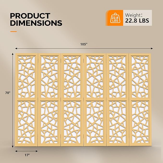 VINGLI 70'' H Room Divider, Non-Woven Fabric Privacy Screen, Indoor Partition - Image 3