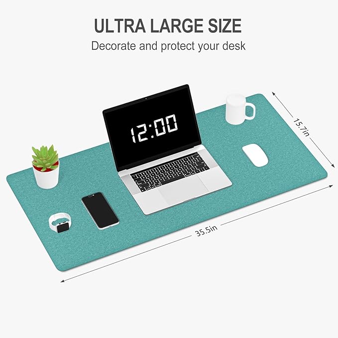 Auhoahsil Felt Desk Mat, Minimalist Large Mouse Pad XXL 35.5 x 15.7 in - Image 2