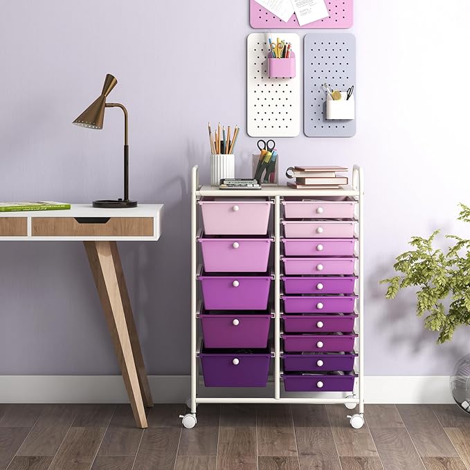 DORTALA 15-Drawer Rolling Storage Cart - Image 2