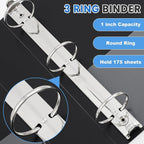 Henoyso 12 Pcs 3 Ring 1 Inch Binders Fits 8.5 x 11 Inch Letter Size Paper - Image 4
