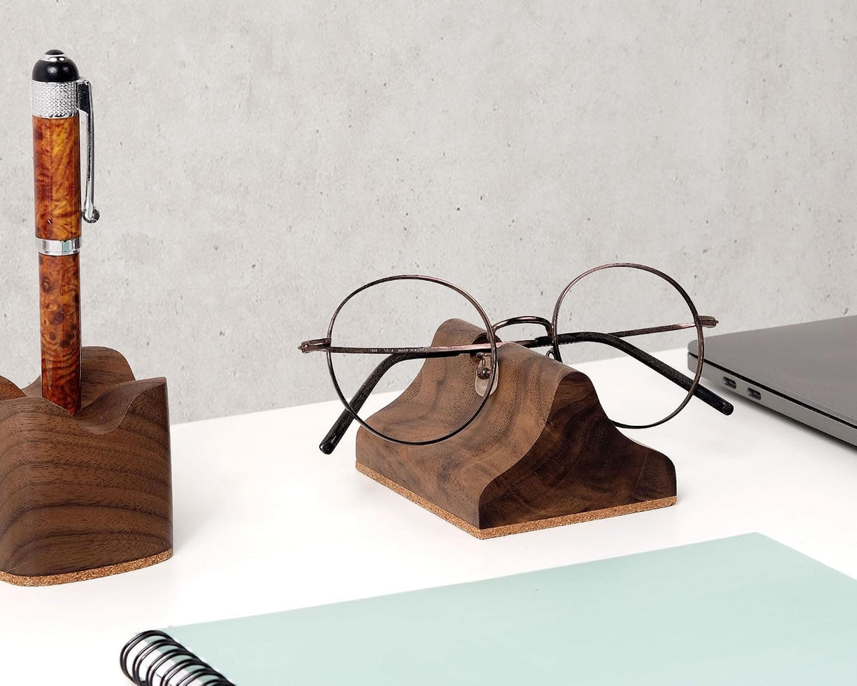 Wooden Glasses Stand, Eyeglass Stand for Desk or Nightstand