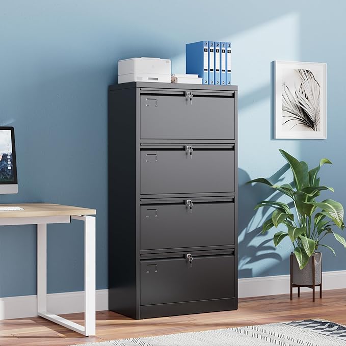 SUXXAN 4 Drawer File Cabinet, Lateral Filing Cabinet - Image 8