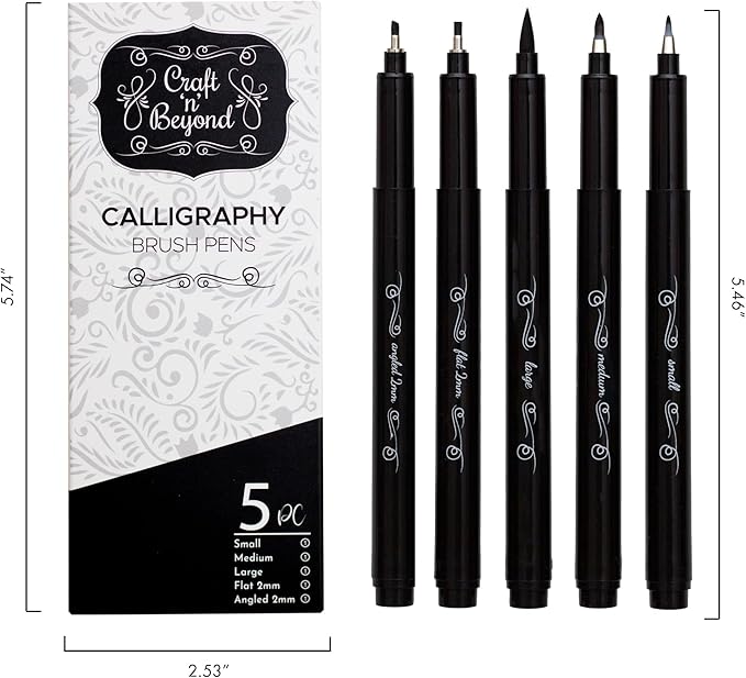 Craft 'n' Beyond Calligraphy Brush Pens Pack of 5 Markers - Image 7