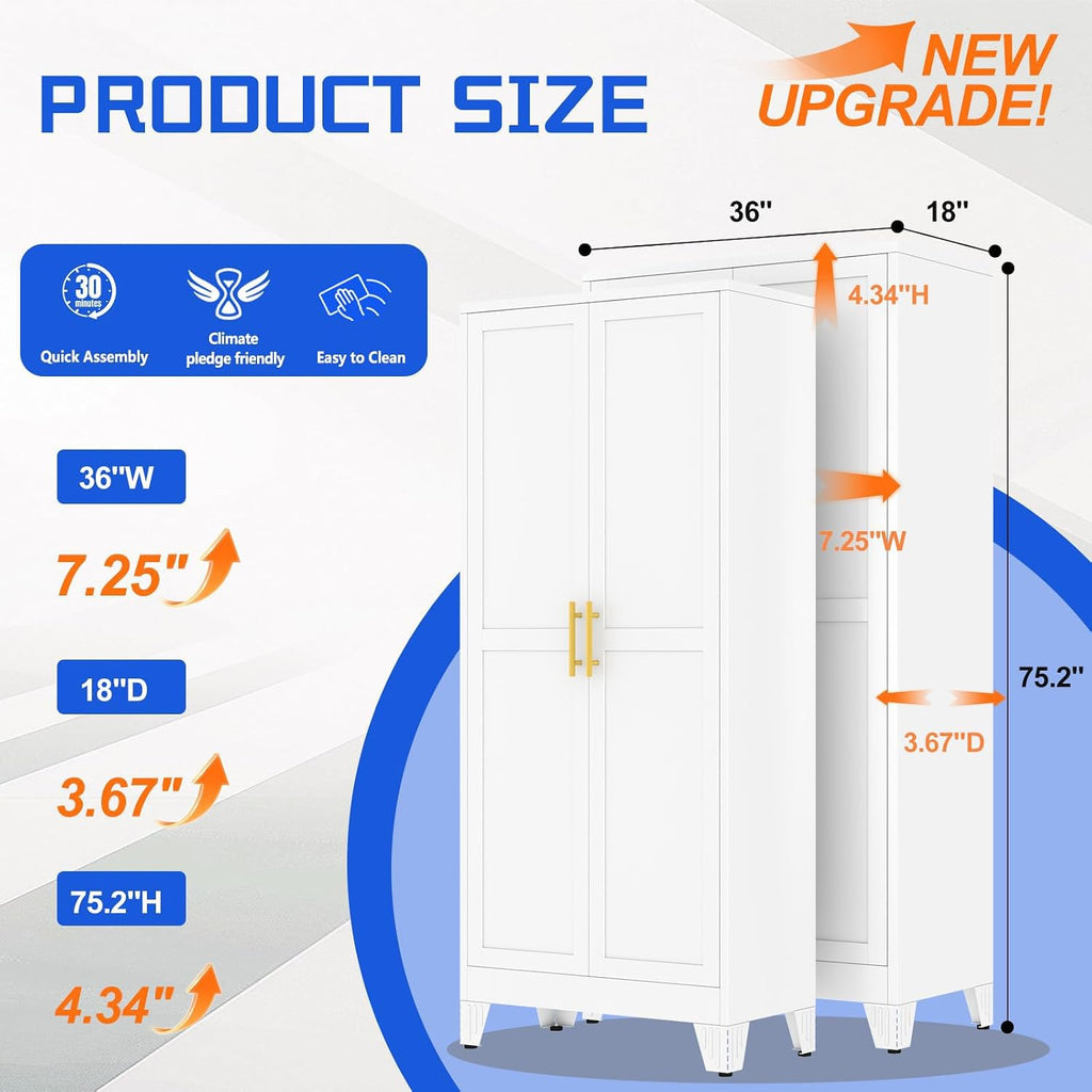 gaious 75.2" tall metal storage cabinet with 2 shown in use