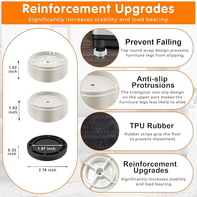 Furniture Risers Bed Risers Heavy Duty 1 inch, 2 inch, 3 inch, 4 inch Round - Image 3