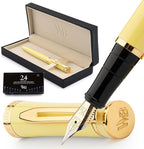 Wordsworth & Black Fountain Pen Set, 18K Gilded Medium Nib, Includes 24 Pack by WordsworthBlack