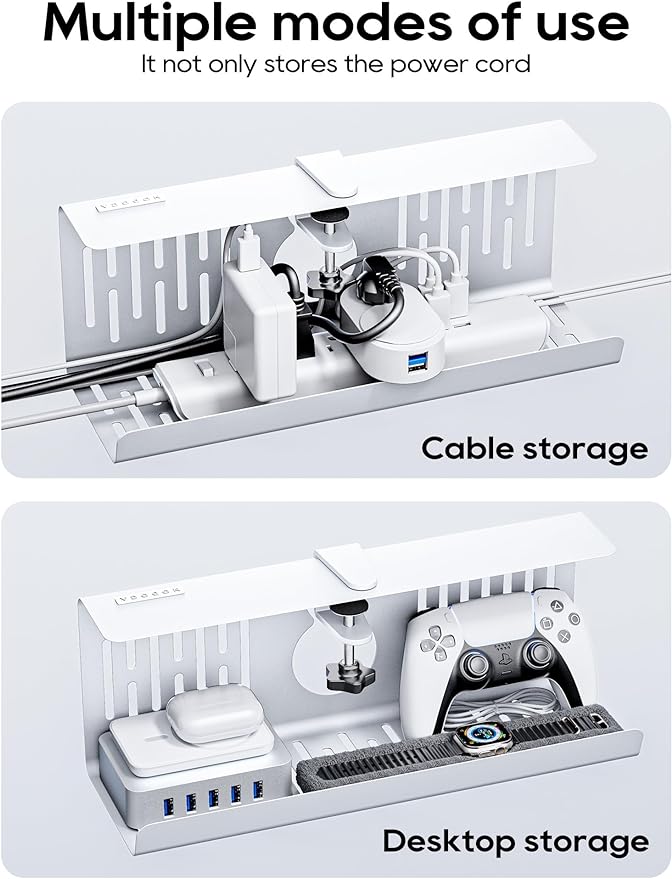 NODOCA No Drill Under Desk Cable Management Tray, Punch-Free Clamp on, Metal - Image 6