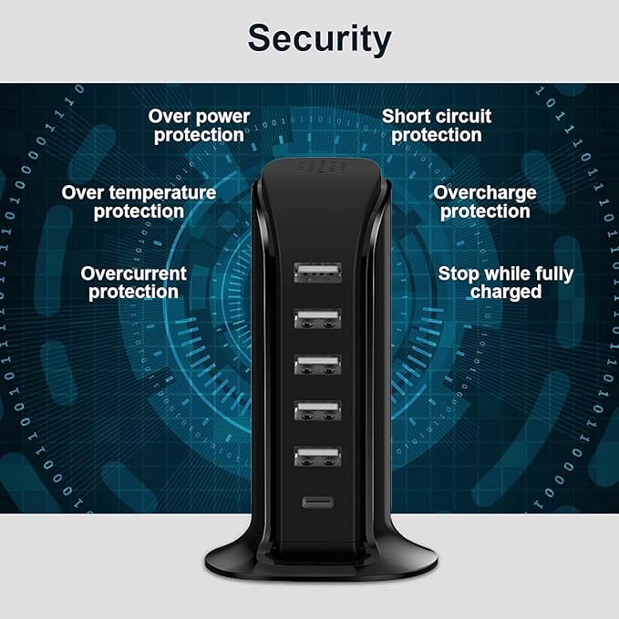 Charger Block 6 in 1 Upoy, 40W USB C Charger 3A, Charging Hub - Image 7